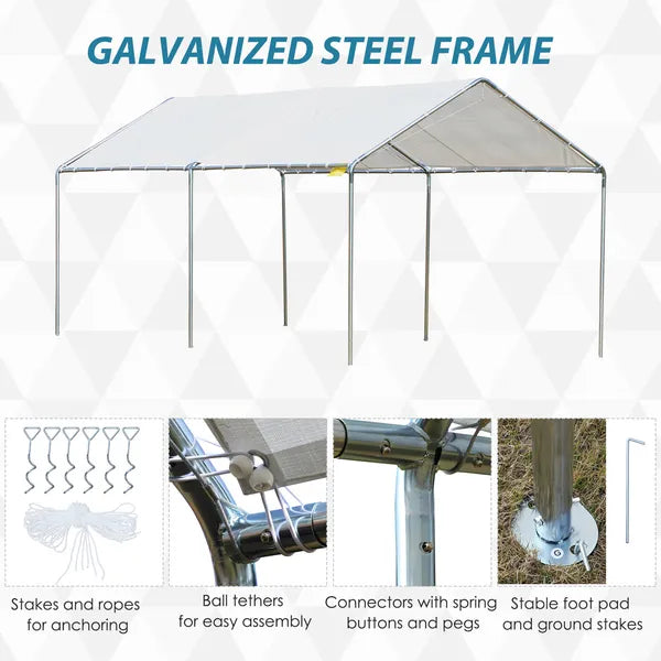 Outsunny 9.6 x 19.5 Ft Heavy Duty Carport Canopy with PE Cover - product image 5