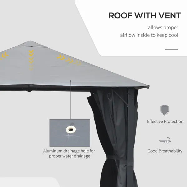 10'x10' Covered Gazebo, Outdoor Patio Gazebo with Mesh Sidewalls and Privacy Curtains, Canopy Pergolas in Black - product image 4