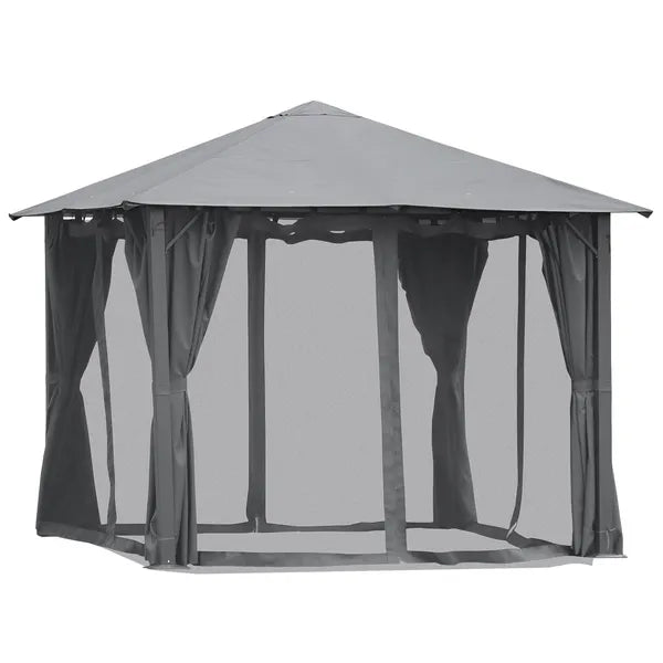 10'x10' Covered Gazebo, Outdoor Patio Gazebo with Mesh Sidewalls and Privacy Curtains, Canopy Pergolas in Black - product image 11