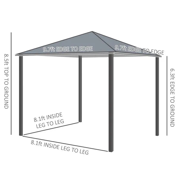 10'x10' Covered Gazebo, Outdoor Patio Gazebo with Mesh Sidewalls and Privacy Curtains, Canopy Pergolas in Black - product image 3
