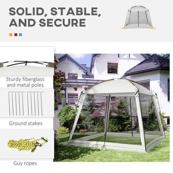 Outsunny 10'x10' Mesh Tent with 2 Doors Carry Bag and Breathable Walls, UV50+ Protection Screen House, Easy Setup and Pack, White - product image 6
