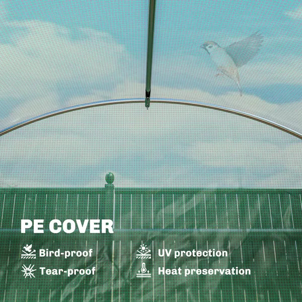 Outsunny 10'x11'x6' Walk-in Tunnel Greenhouse with Shelves, Mesh Door and Windows, Hoop House Greenhouse with PE Cover, Green - product image 6