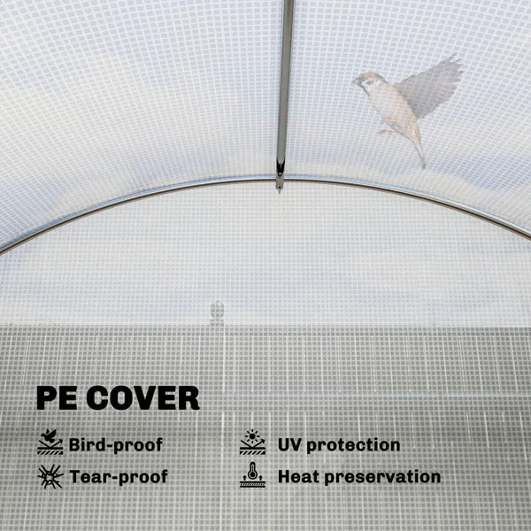 Outsunny 10'x11'x6' Walk-in Tunnel Greenhouse with Shelves, Mesh Door and Windows, Hoop House Greenhouse with PE Cover, White - product image 6