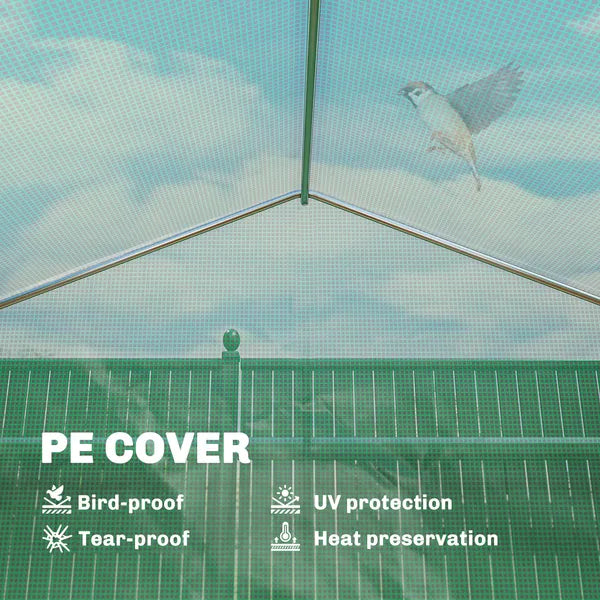 Outsunny 10 ft x 11 ft x 6 ft Walk-in Tunnel Greenhouse with Shelves, Mesh Door and Windows, Plant Hot House with PE Cover, Green - product image 6