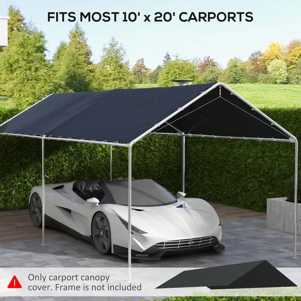 Outsunny 10x20 Ft Charcoal Carport Canopy Replacement UV-Resistant with Ball Bungee Tethers - product image 4