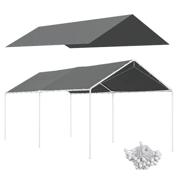 Outsunny 10x20 Ft Charcoal Carport Canopy Replacement UV-Resistant with Ball Bungee Tethers - product image 11