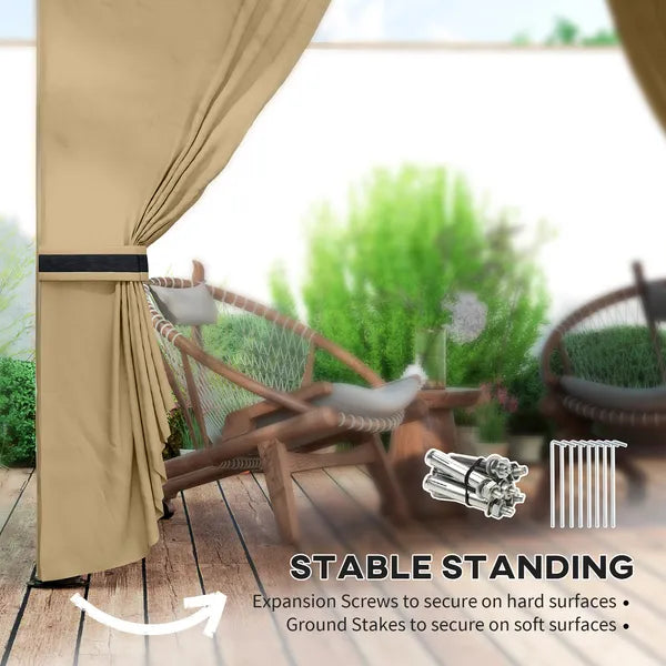 Outsunny 11 ft x 11 ft Outdoor Gazebo, Double Roof Patio Gazebo with Curtains, Church Windows, Galvanized Steel Frame, Beige - product image 7