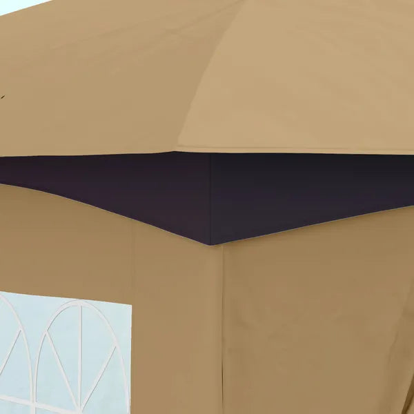 Outsunny 11 ft x 11 ft Outdoor Gazebo, Double Roof Patio Gazebo with Curtains, Church Windows, Galvanized Steel Frame, Beige - product image 9