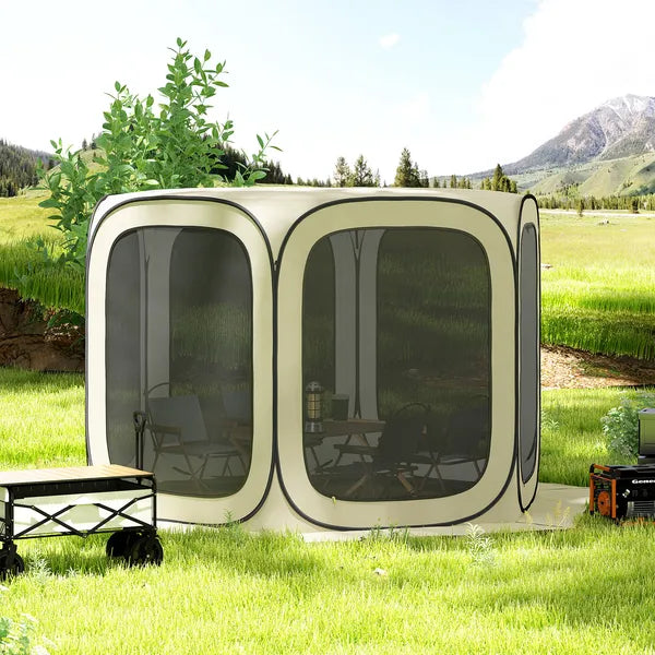 Outsunny 11 x 11ft Pop Up Screen Tent, UPF50+ Portable Camping Gazebo Screen House with Carry Bag, Beige - product image 10