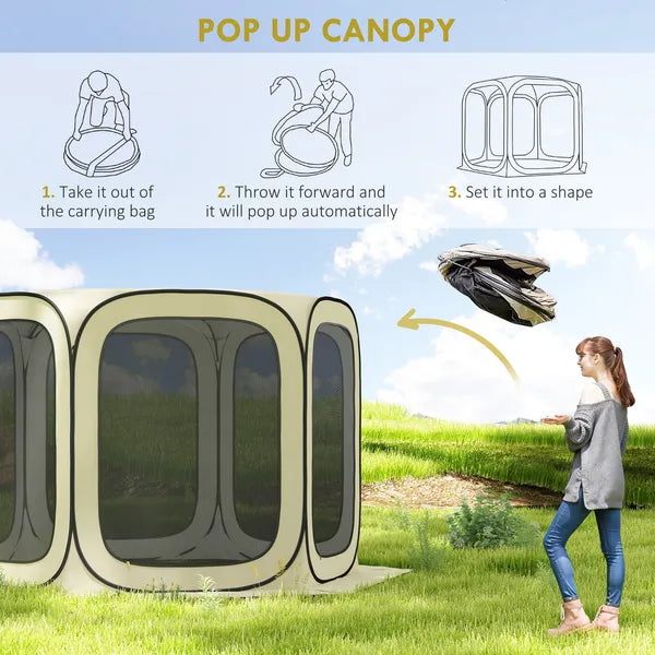 Outsunny 11 x 11ft Pop Up Screen Tent, UPF50+ Portable Camping Gazebo Screen House with Carry Bag, Beige - product image 4