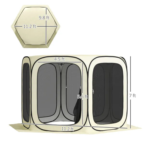 Outsunny 11 x 11ft Pop Up Screen Tent, UPF50+ Portable Camping Gazebo Screen House with Carry Bag, Beige - product image 3