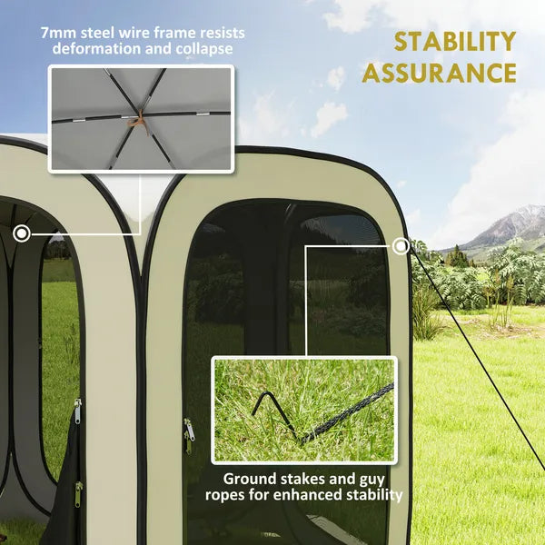 Outsunny 11 x 11ft Pop Up Screen Tent, UPF50+ Portable Camping Gazebo Screen House with Carry Bag, Beige - product image 5