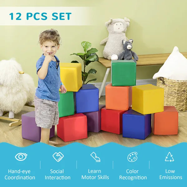 12 Piece Soft Foam Play Blocks, Learning and Building Toys for Toddlers and Preschool Kids - product image 7