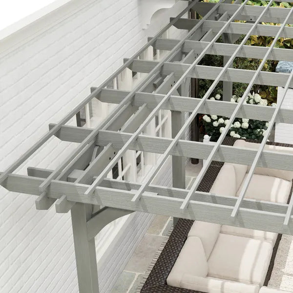 Outsunny 12 ft x 16 ft Outdoor Pergola, Wood Gazebo Grape Trellis with Stable Structure for Climbing Plant Support, Gray - product image 8