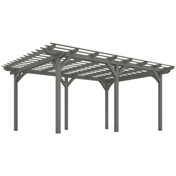 Outsunny 12 ft x 16 ft Outdoor Pergola, Wood Gazebo Grape Trellis with Stable Structure for Climbing Plant Support, Gray - product image 11