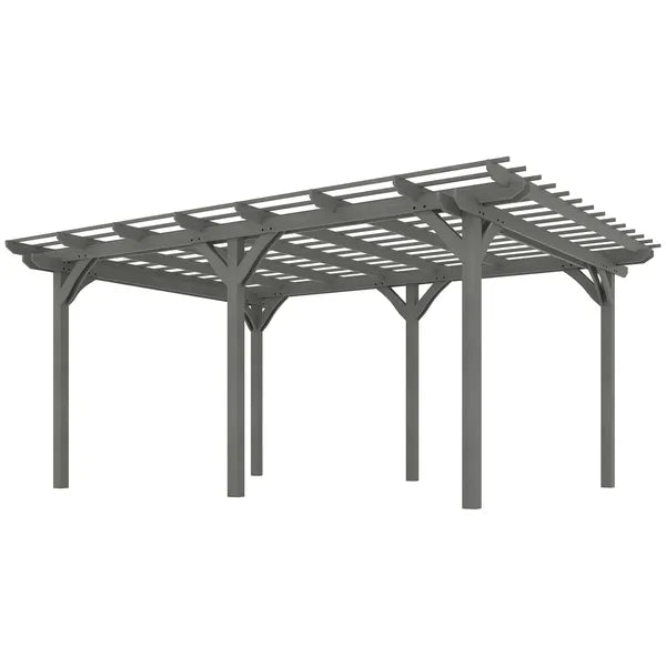 Outsunny 12 ft x 16 ft Outdoor Pergola, Wood Gazebo Grape Trellis with Stable Structure for Climbing Plant Support, Gray - product image 1