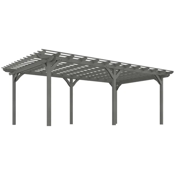 Outsunny 12 ft x 20 ft Outdoor Pergola, Wood Gazebo Grape Trellis with Stable Structure for Climbing Plant Support, Gray - product image 11