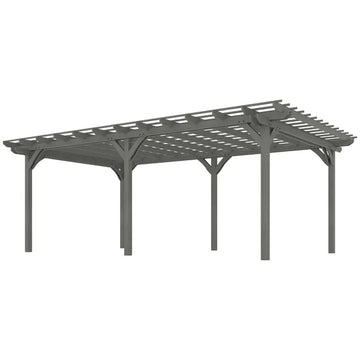 Outsunny 12 ft x 20 ft Outdoor Pergola, Wood Gazebo Grape Trellis with Stable Structure for Climbing Plant Support, Gray - product image 1