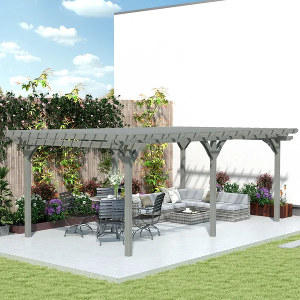 Outsunny 12 ft x 20 ft Outdoor Pergola, Wood Gazebo Grape Trellis with Stable Structure for Climbing Plant Support, Gray - product image 10