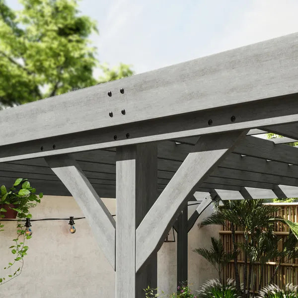 Outsunny 12' x 20' Outdoor Wooden Pergola, Grape Vine Gazebo with Concrete Anchors for Garden, Patio, Backyard, Deck, Gray - product image 9