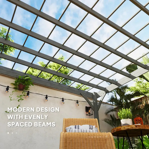 Outsunny 12' x 20' Outdoor Wooden Pergola, Grape Vine Gazebo with Concrete Anchors for Garden, Patio, Backyard, Deck, Gray - product image 5