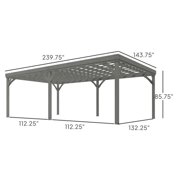 Outsunny 12' x 20' Outdoor Wooden Pergola, Grape Vine Gazebo with Concrete Anchors for Garden, Patio, Backyard, Deck, Gray - product image 3