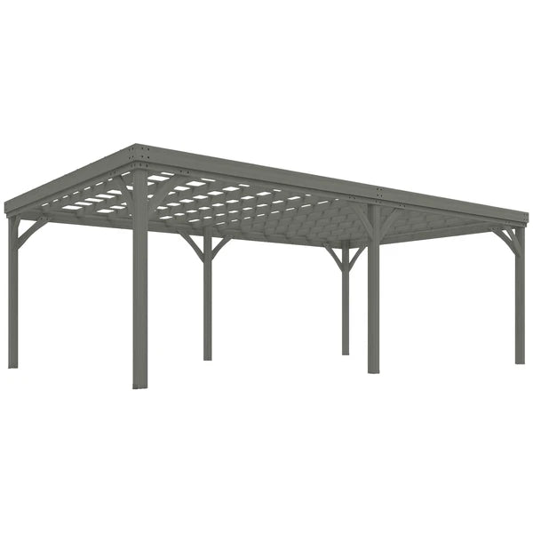 Outsunny 12' x 20' Outdoor Wooden Pergola, Grape Vine Gazebo with Concrete Anchors for Garden, Patio, Backyard, Deck, Gray - product image 11