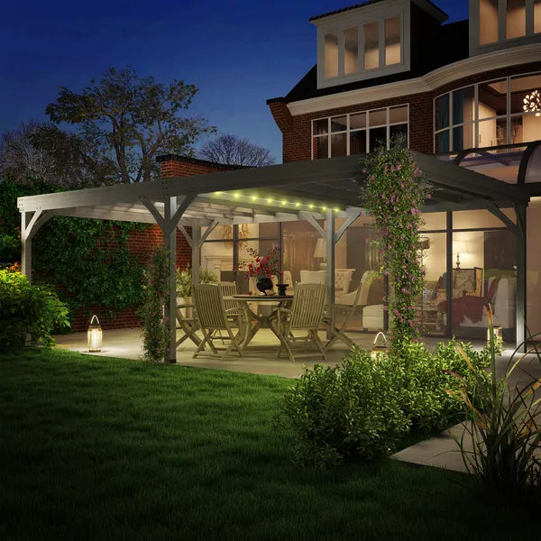 Outsunny 12' x 20' Outdoor Wooden Pergola, Grape Vine Gazebo with Concrete Anchors for Garden, Patio, Backyard, Deck, Gray - product image 7
