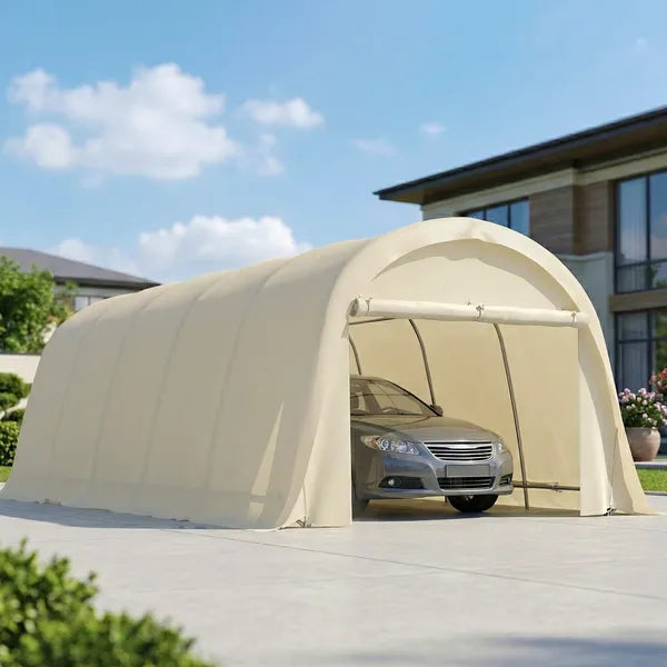 Outsunny 12' x 23.6' Heavy-Duty Carport, UPF50+ Portable Garage Car Canopy Tent with Galvanized Frame, Large Door, Beige - product image 8