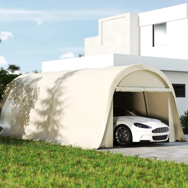 Outsunny 12' x 23.6' Heavy-Duty Carport, UPF50+ Portable Garage Car Canopy Tent with Galvanized Frame, Large Door, Beige - product image 10