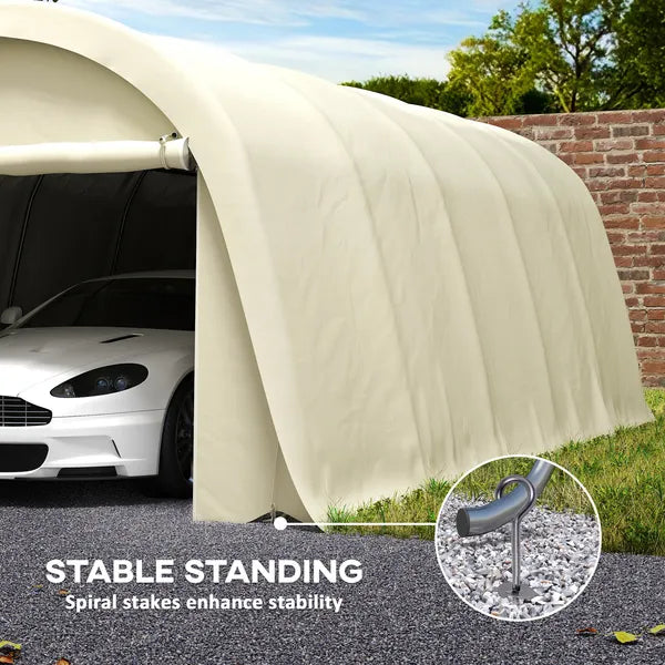 Outsunny 12' x 23.6' Heavy-Duty Carport, UPF50+ Portable Garage Car Canopy Tent with Galvanized Frame, Large Door, Beige - product image 7