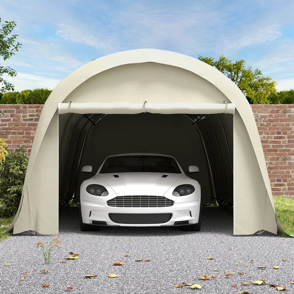 Outsunny 12' x 23.6' Heavy-Duty Carport, UPF50+ Portable Garage Car Canopy Tent with Galvanized Frame, Large Door, Beige - product image 9