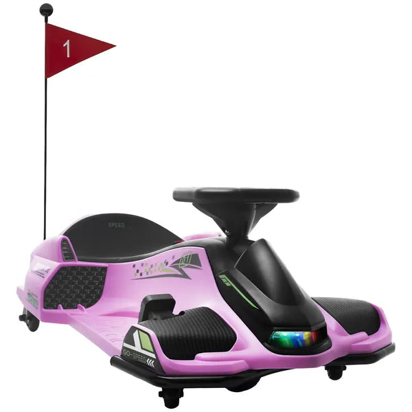12V Electric Drifting Go Kart with Slow Start, Music, Lights, Pink - product image 11