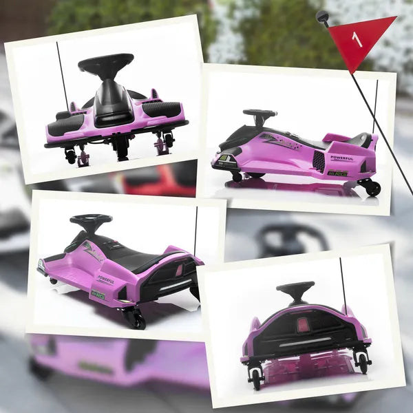 12V Electric Drifting Go Kart with Slow Start, Music, Lights, Pink - product image 8