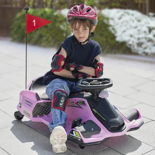 12V Electric Drifting Go Kart with Slow Start, Music, Lights, Pink - product image 2