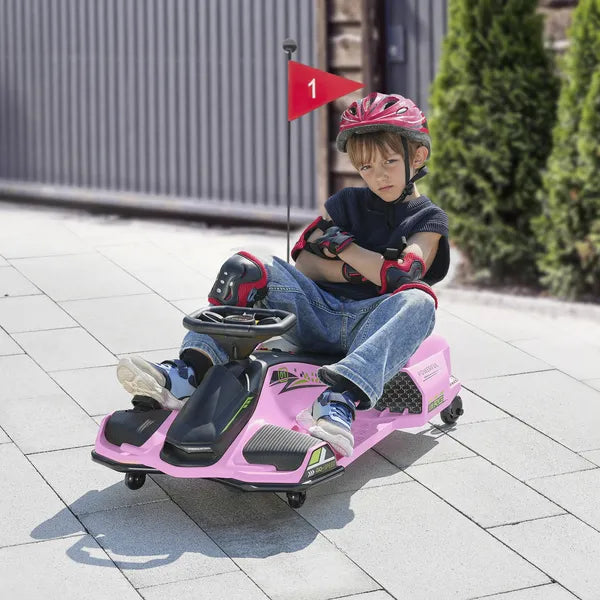 12V Electric Drifting Go Kart with Slow Start, Music, Lights, Pink - product image 10