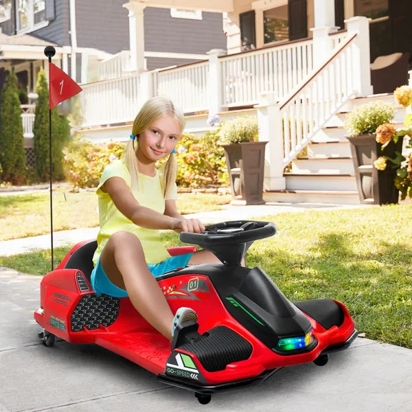 12V Electric Drifting Go Kart with Slow Start, Music, Lights, Red - product image 2
