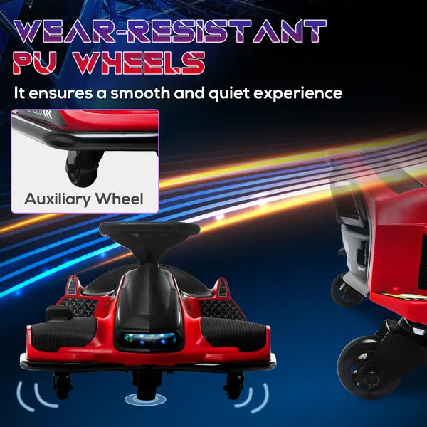 12V Electric Drifting Go Kart with Slow Start, Music, Lights, Red - product image 6