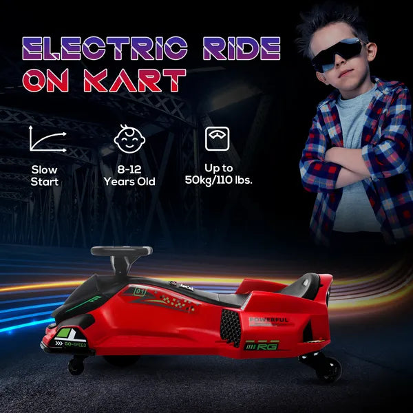 12V Electric Drifting Go Kart with Slow Start, Music, Lights, Red - product image 7