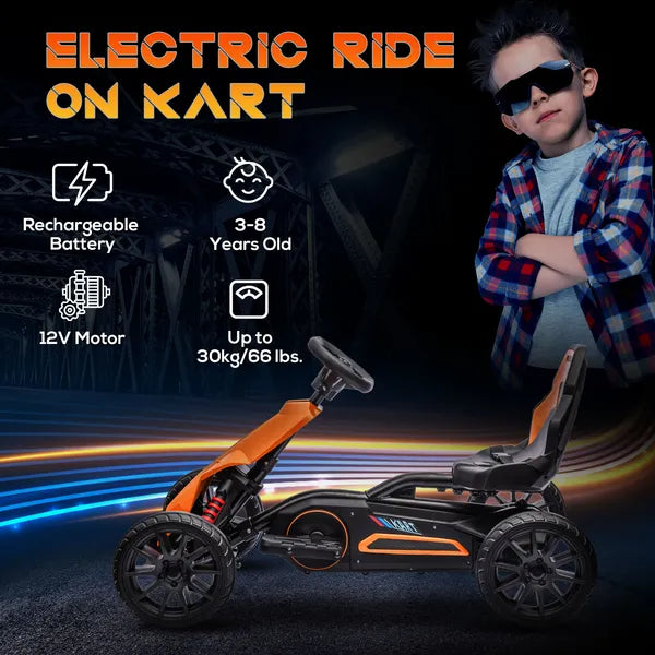 12V Electric Go Kart for Kids w/ Adjustable Speed, Orange - product image 4