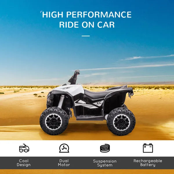 12V Electric Kids ATV Quad Car with Forward and Backward Function, Music, 4-Wheeler Ride-On Car for Toddlers, White - product image 4