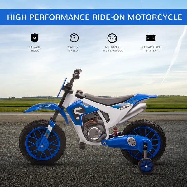 Aosom 12V Electric Motorbike for Kids Battery-Powered Motorcycle Ride-On Toy with Charging Battery Training Wheels Blue - product image 4