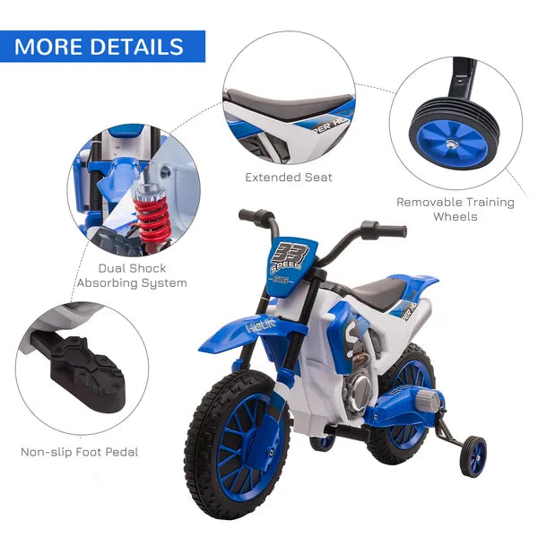 Aosom 12V Electric Motorbike for Kids Battery-Powered Motorcycle Ride-On Toy with Charging Battery Training Wheels Blue - product image 6