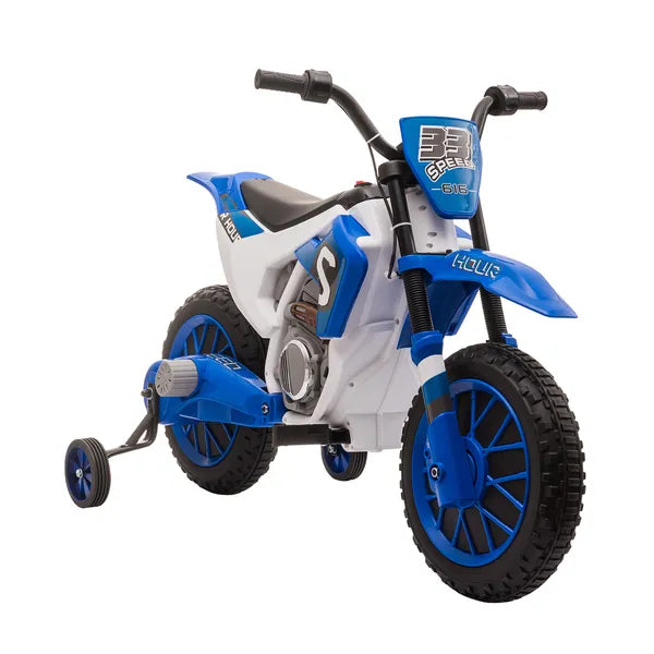 Aosom 12V Electric Motorbike for Kids Battery-Powered Motorcycle Ride-On Toy with Charging Battery Training Wheels Blue - product image 1