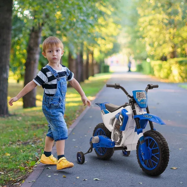 Aosom 12V Electric Motorbike for Kids Battery-Powered Motorcycle Ride-On Toy with Charging Battery Training Wheels Blue - product image 2