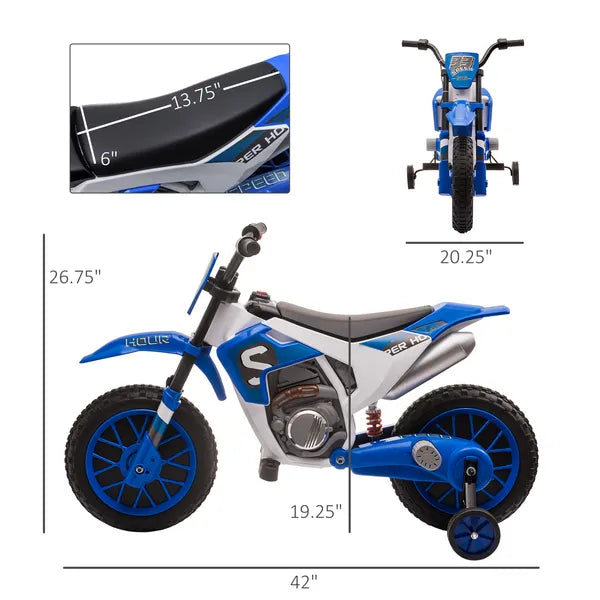 Aosom 12V Electric Motorbike for Kids Battery-Powered Motorcycle Ride-On Toy with Charging Battery Training Wheels Blue - product image 3