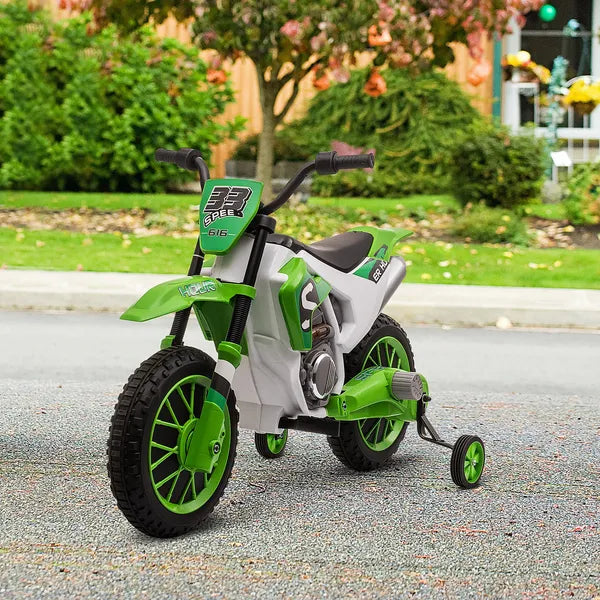 Aosom 12V Electric Motorcycle for Kids Battery-Powered Ride-On Off-road Street Bike with Charging Battery Training Wheels Green - product image 10