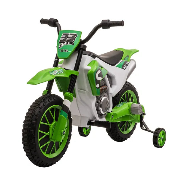 Aosom 12V Electric Motorcycle for Kids Battery-Powered Ride-On Off-road Street Bike with Charging Battery Training Wheels Green - product image 11