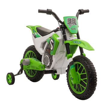 Aosom 12V Electric Motorcycle for Kids Battery-Powered Ride-On Off-road Street Bike with Charging Battery Training Wheels Green - product image 1