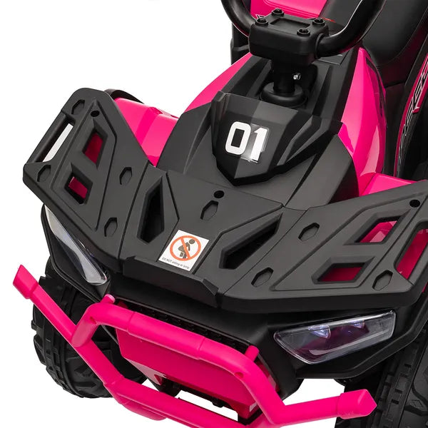 Qaba 12V Kids ATV, 4 Wheeler Quad with 4 Spring Suspension Wheels, LED Lights, Music USB, Pink - product image 9